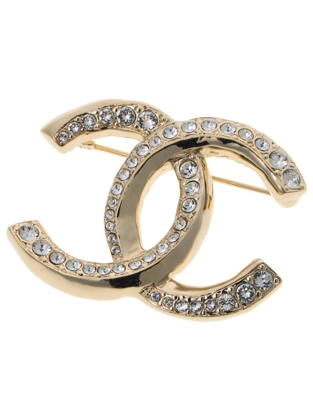 Chanel Cc Logo Brooch Gold-Tone Metal #351421C10B
